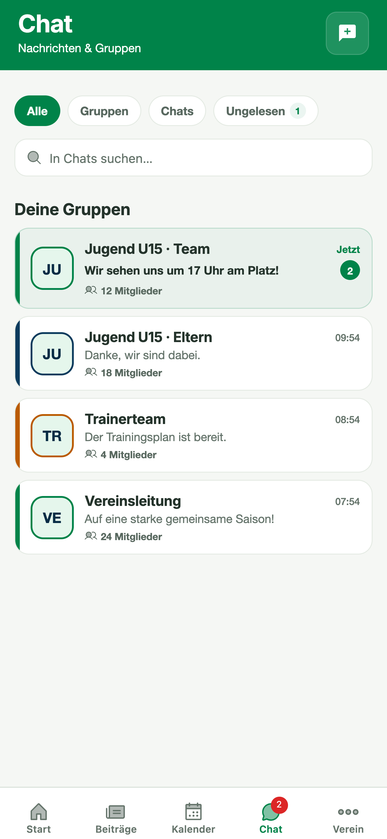 Chat mit Gruppen und Nachrichten
